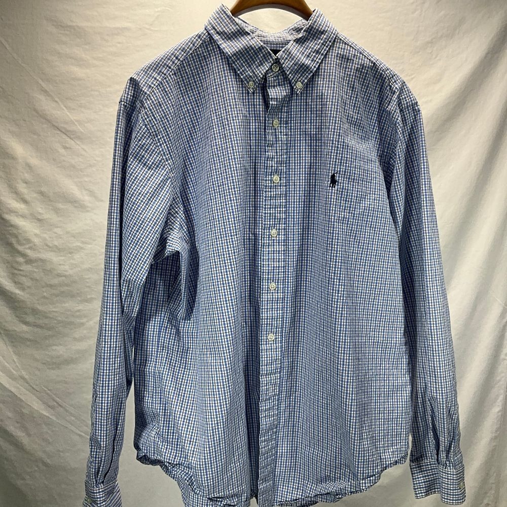 Ralph Lauren Men's Button Down Plaid‎ Check Custom Fit Dress Shirt Size XL